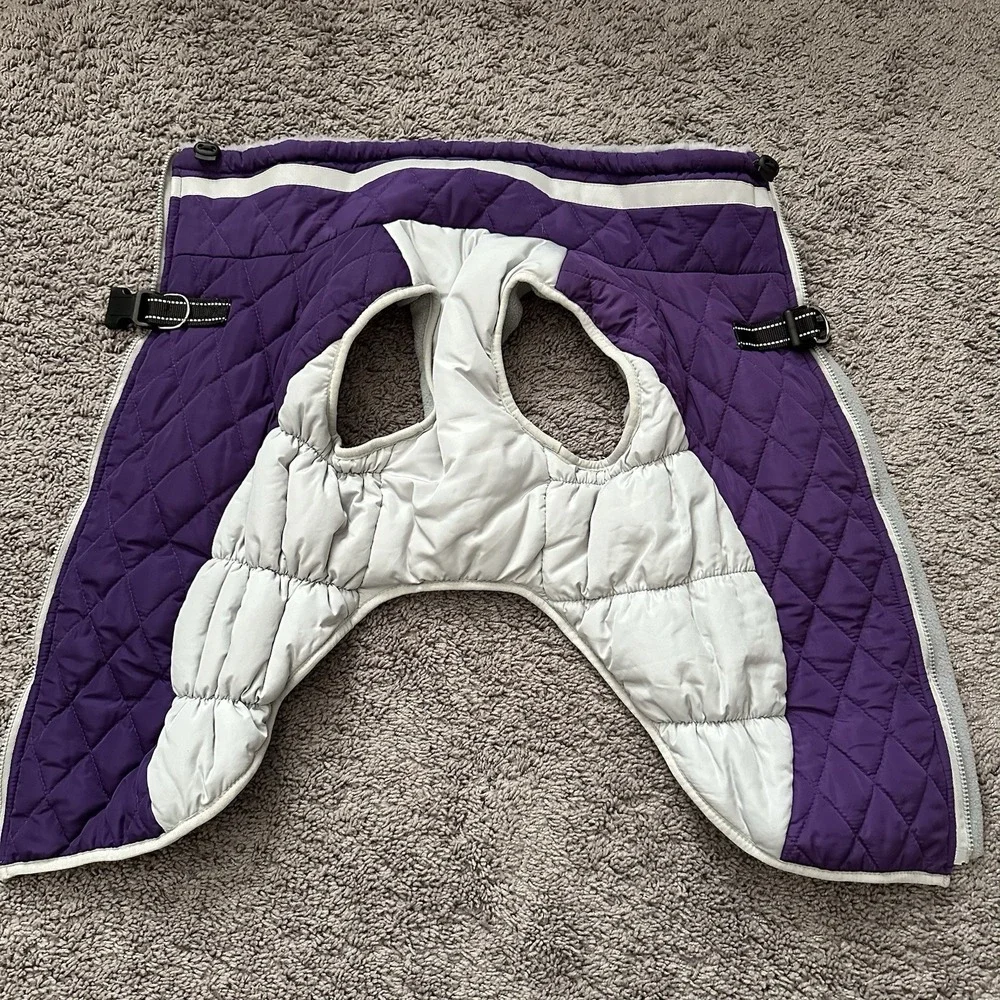 Ouobob Dog Puffer Purple Gray Comfortable Waterproof‎ Winter Jacket Size XL